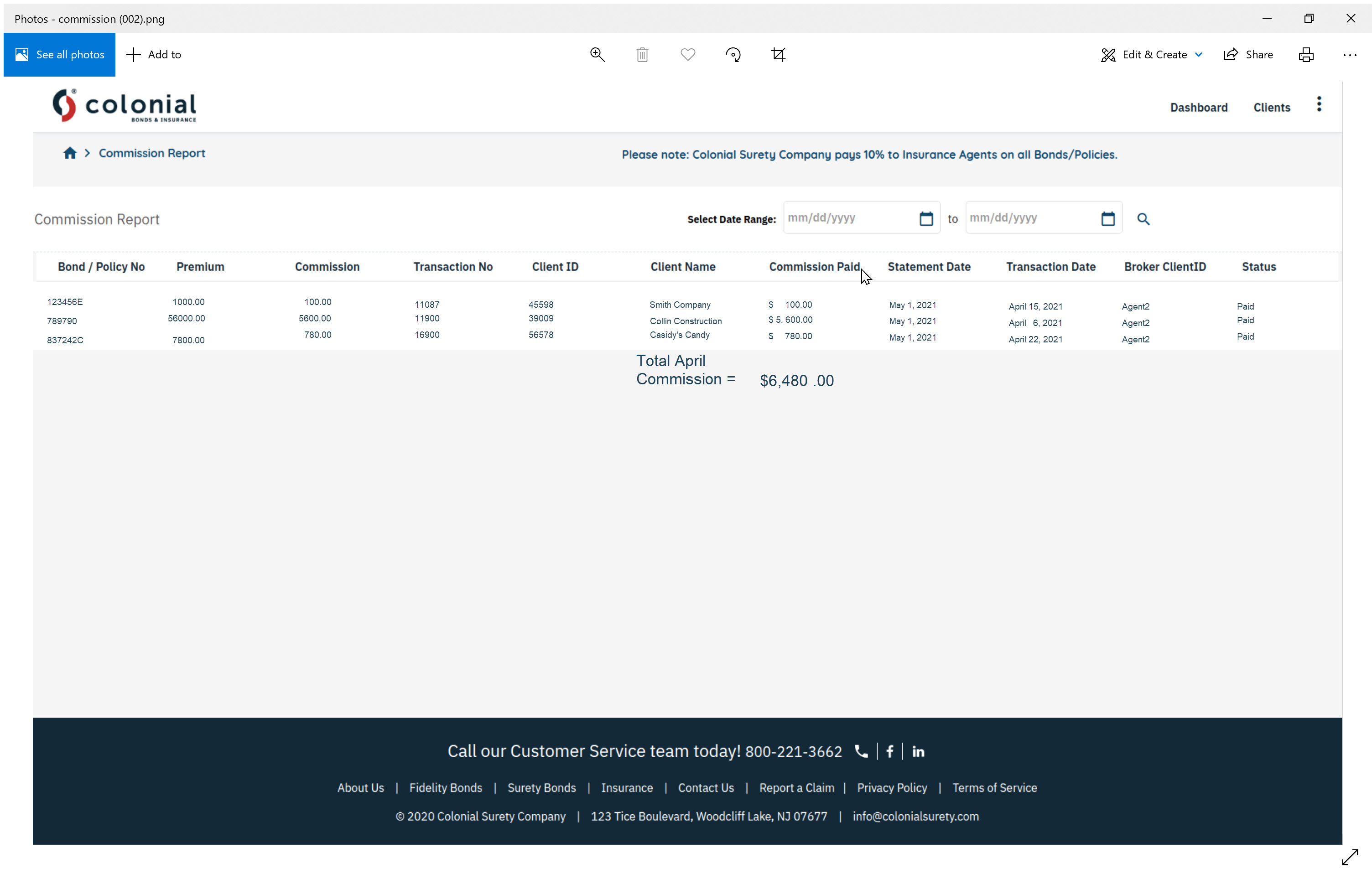Your commission report!