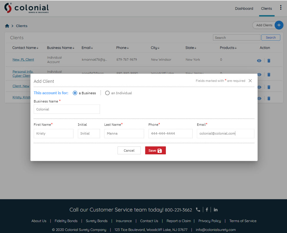 Adding a client is simple