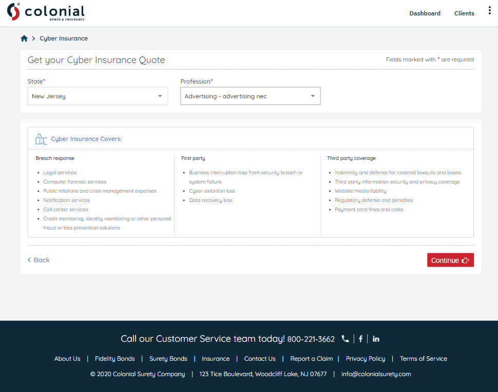 Start the quote and application process
