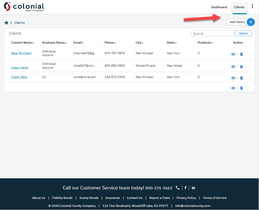 Add or select a client from your client list